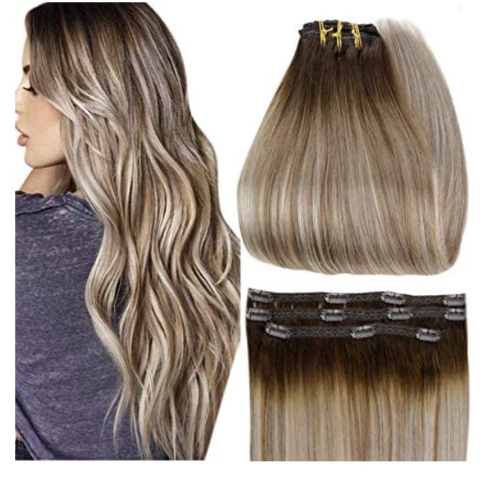FULL SHINE 14” CLIP IN HUMAN HAIR EXTENSIONS